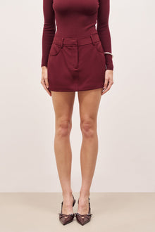 Mid Rise Effortless Mini Skirt - Burgundy