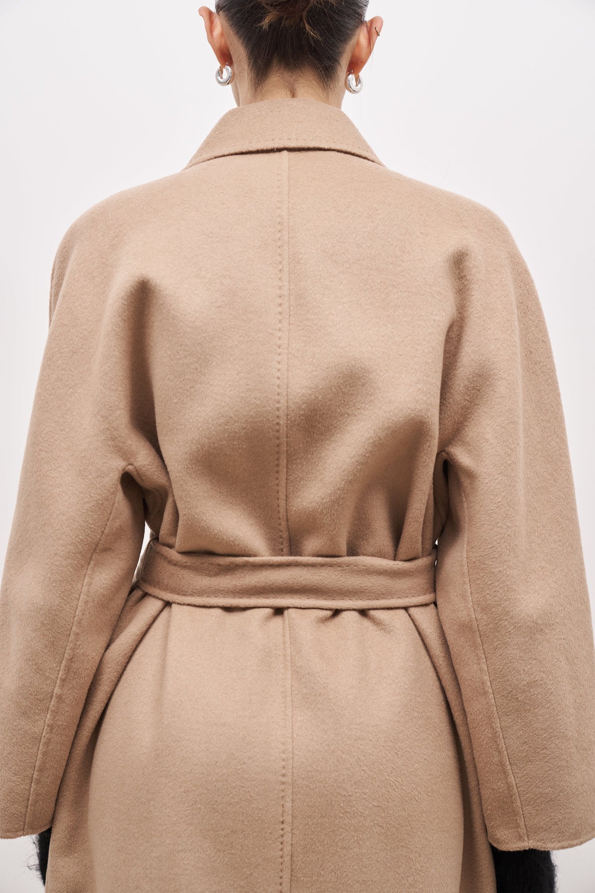 Double Faced Wool Coat With Belt - Camel