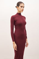 Fine Knit Maxi Dress - Burgundy