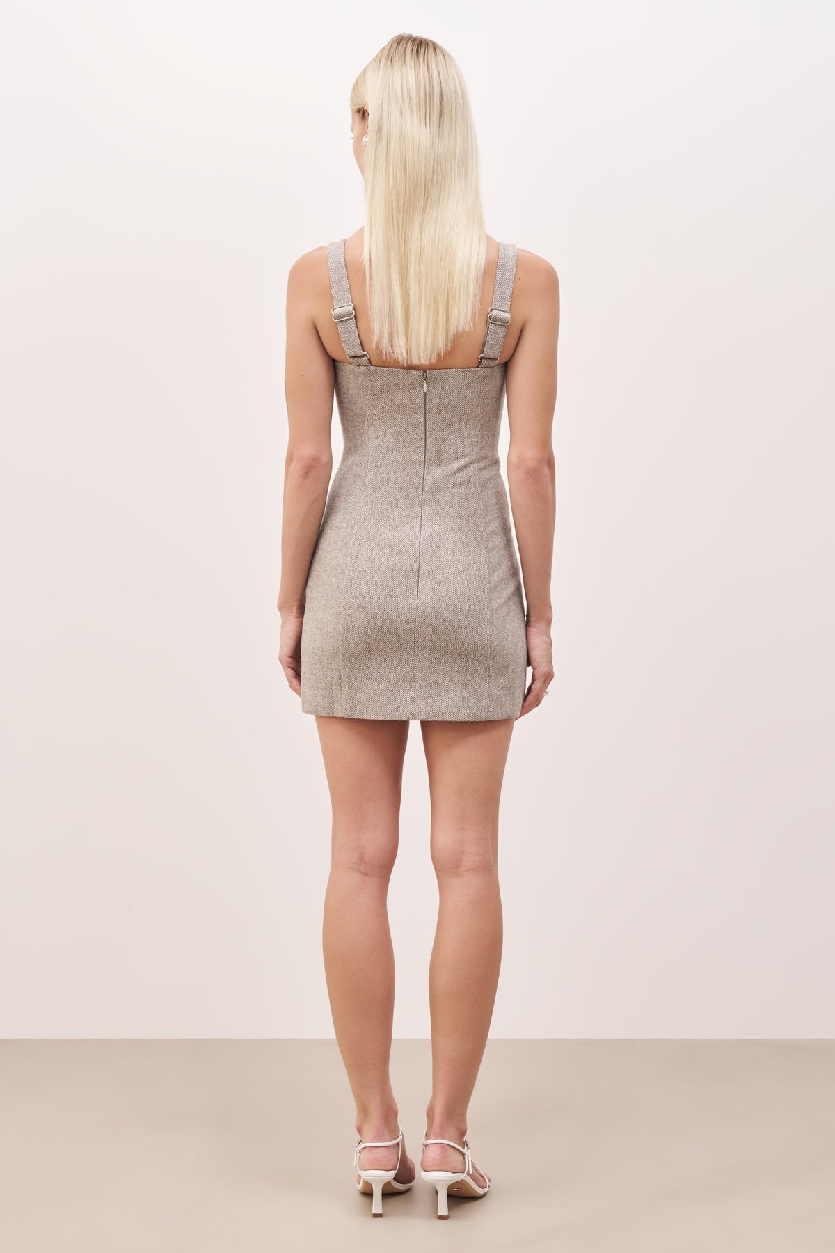 Wool Herringbone Mini Dress - Herringbone