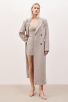 Herringbone Oversized Double Breasted Coat - Herringbone