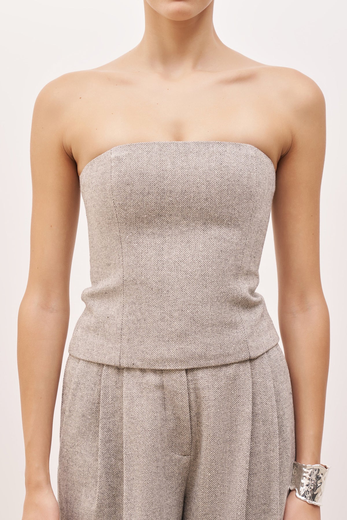 Wool Herringbone Strapless Bodice - Herringbone