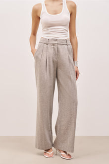 Herringbone Wide Leg Trousers - Herringbone