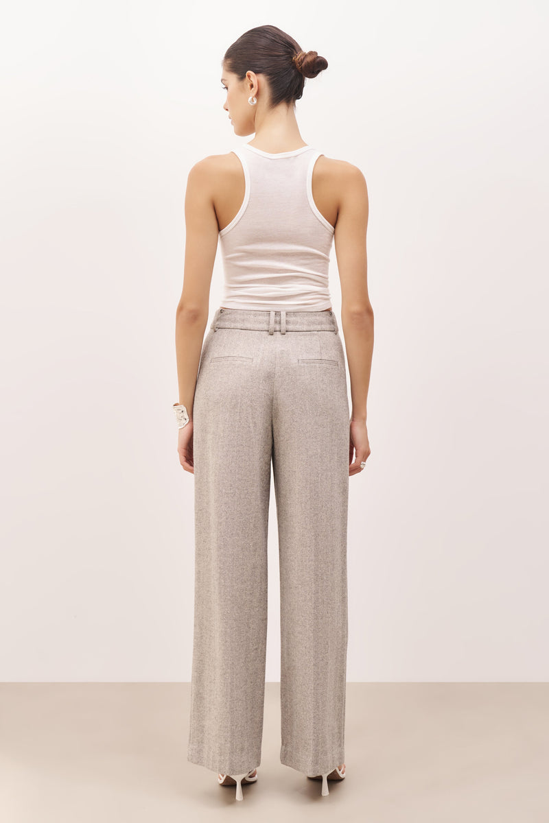 Herringbone Wide Leg Trousers - Herringbone