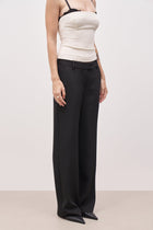 Mid Rise Wide Leg Trousers - Black