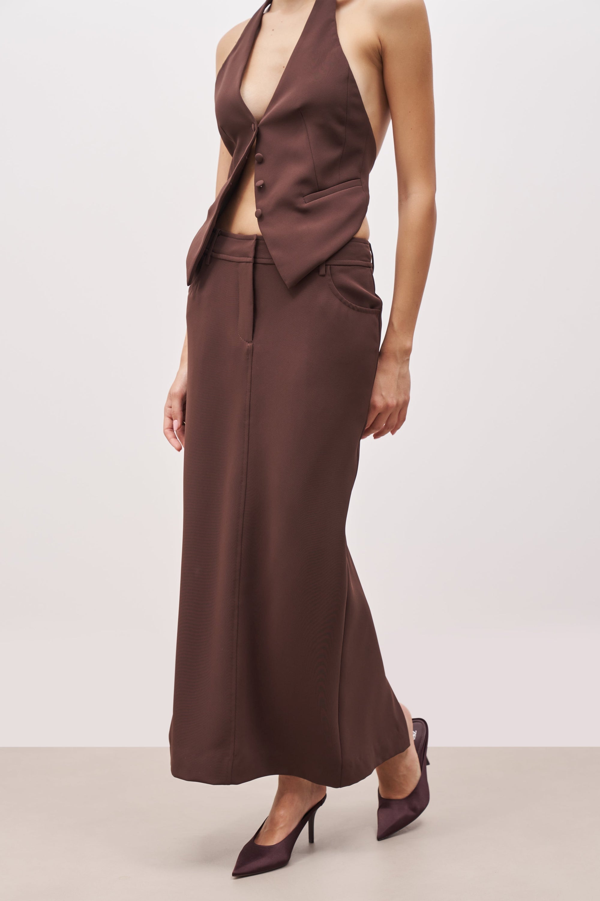 Mid Rise Effortless Maxi Skirt - Truffle