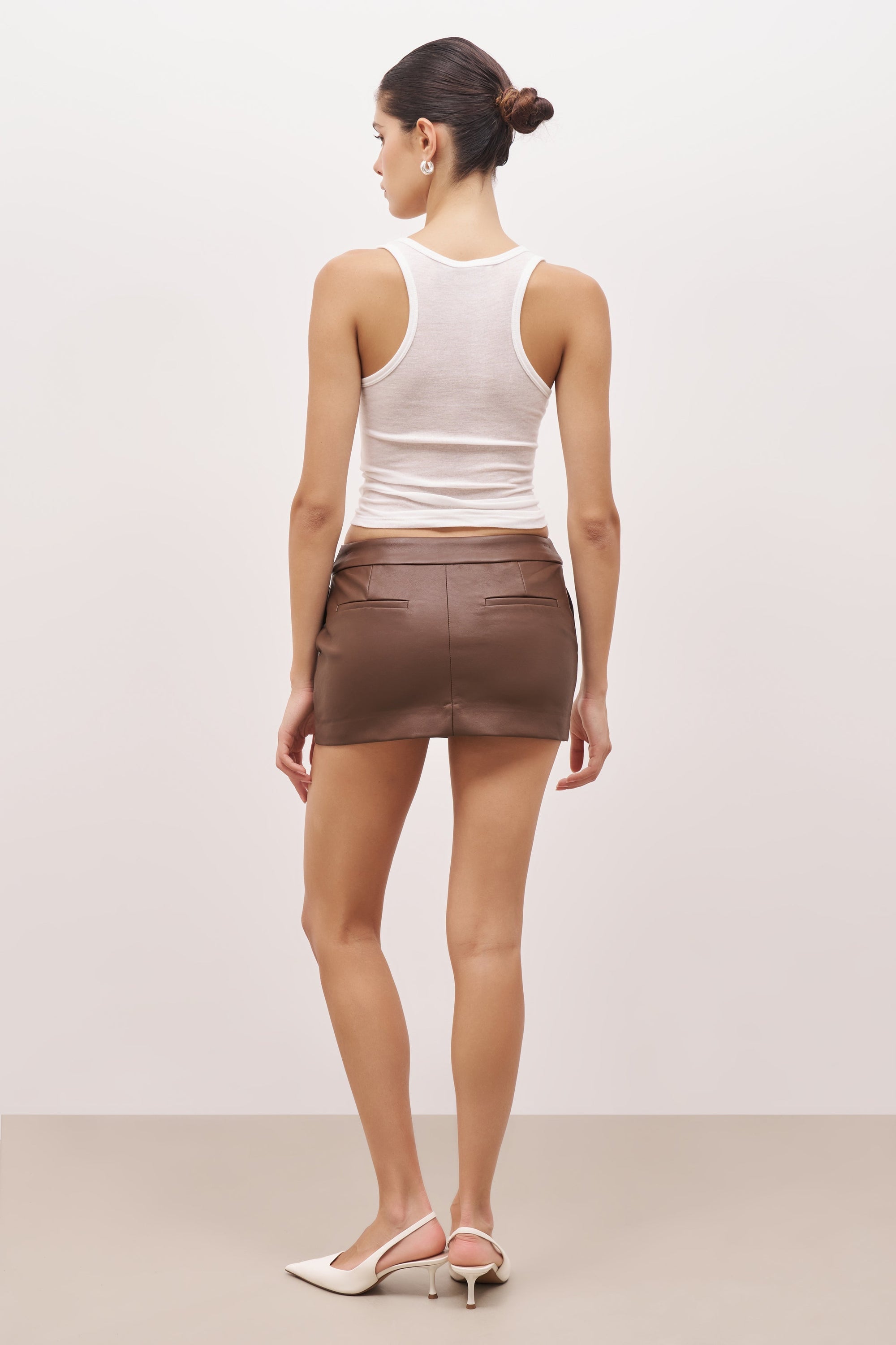 Leather Micro Mini Skirt - Espresso