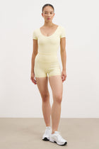 Base Sculpting Cross Back Bodysuit - Buttermilk