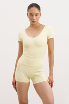 Base Sculpting Cross Back Bodysuit - Buttermilk