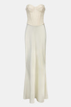 Lace Corset Gown with Sweetheart Neckline - Cream