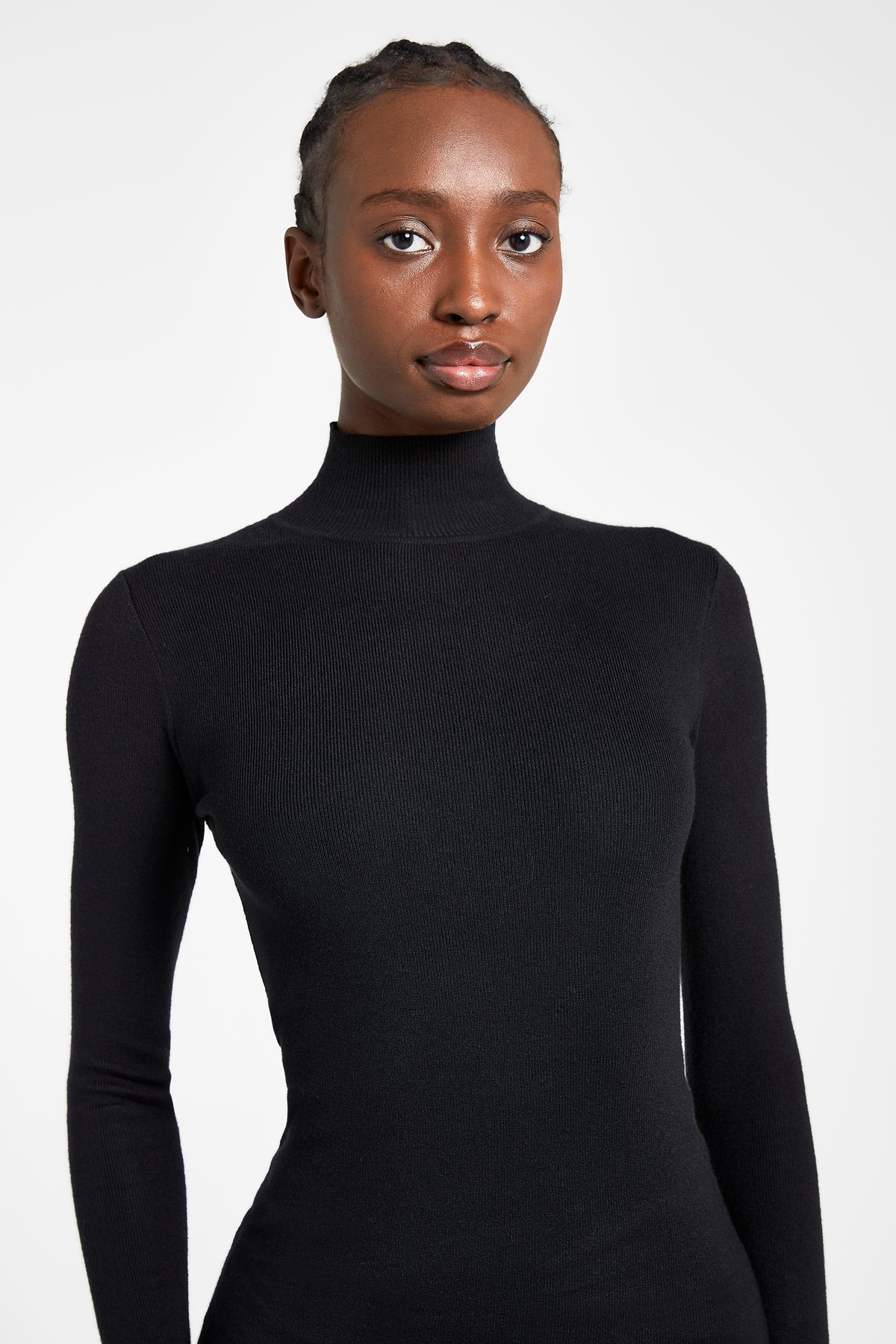 Fine Knit Mini Dress - Black