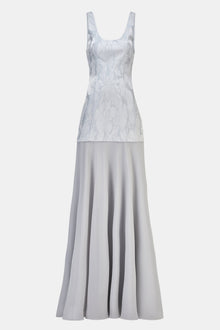 Jacquard Corset Gown with Chiffon Skirt - Frost