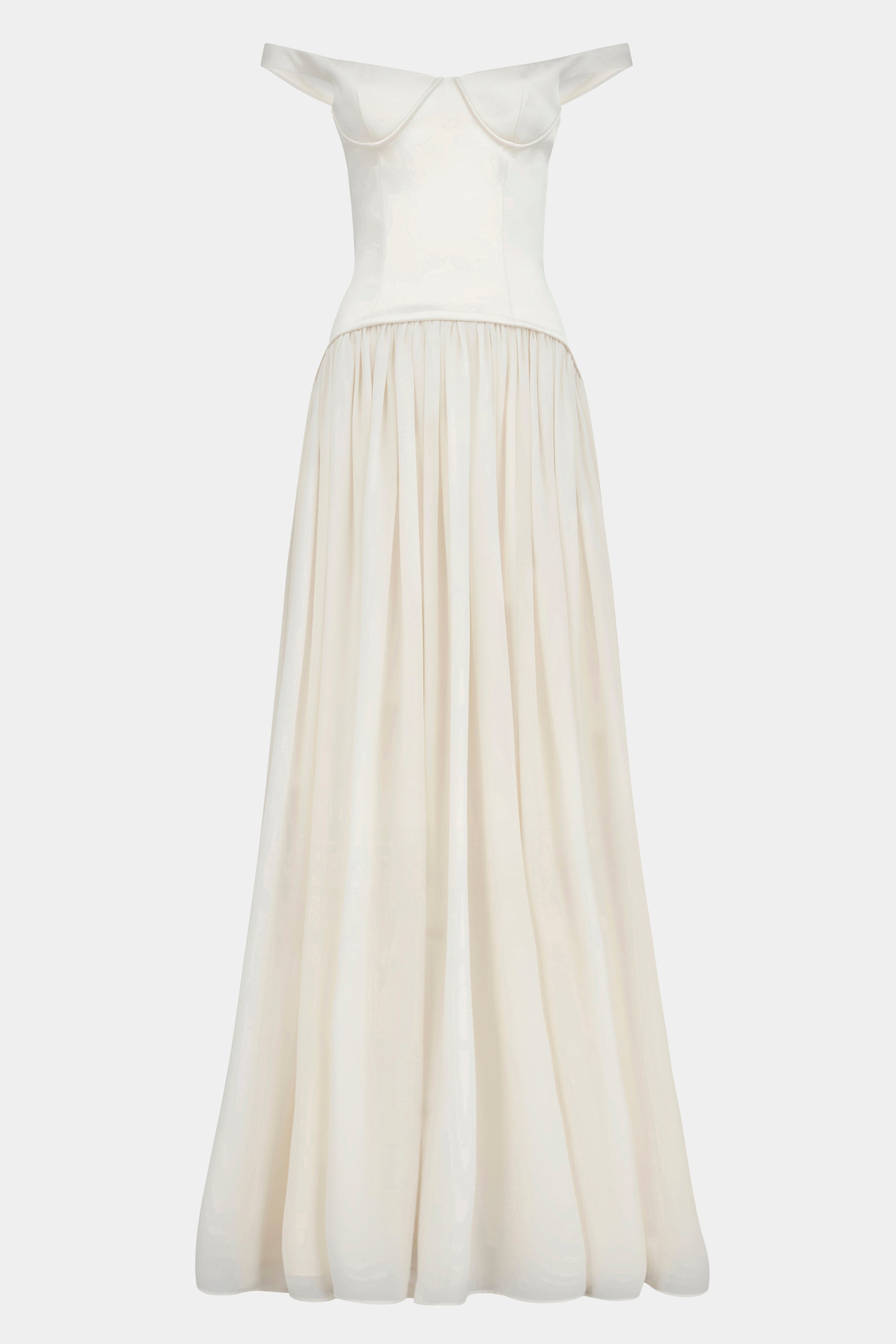 cream off the shoulder dress Women's Jolie Off-Shoulder Midi Dress Cream White/Sweet Cream S/M/L MEAN BLVD Cream White / L