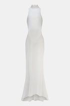 Sheer High Neck Racerback Gown - White