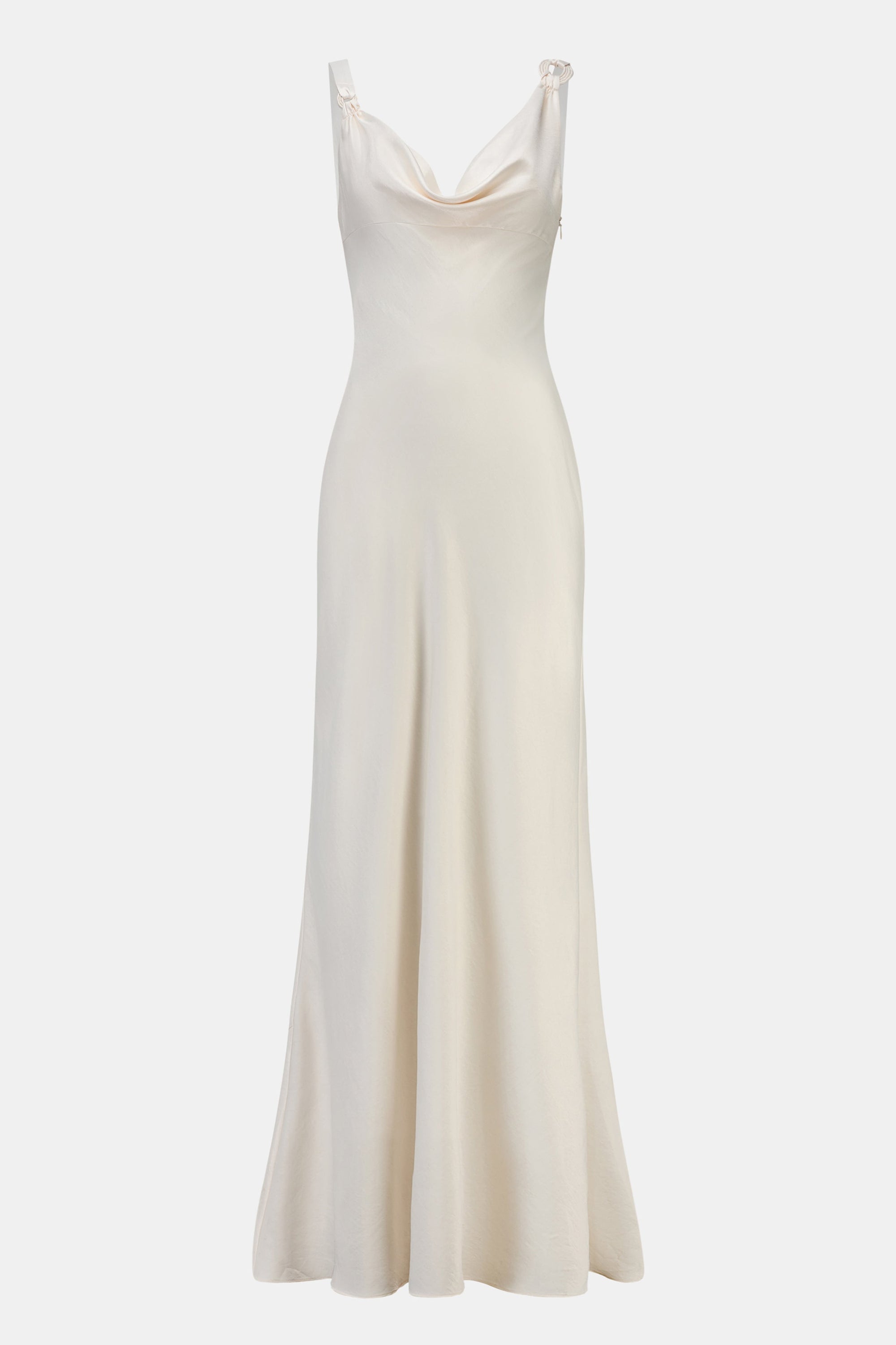 beige cowl neck satin dress Maelia | Cream Satin Cowl-Neck Maxi Dress With Diamante Straps