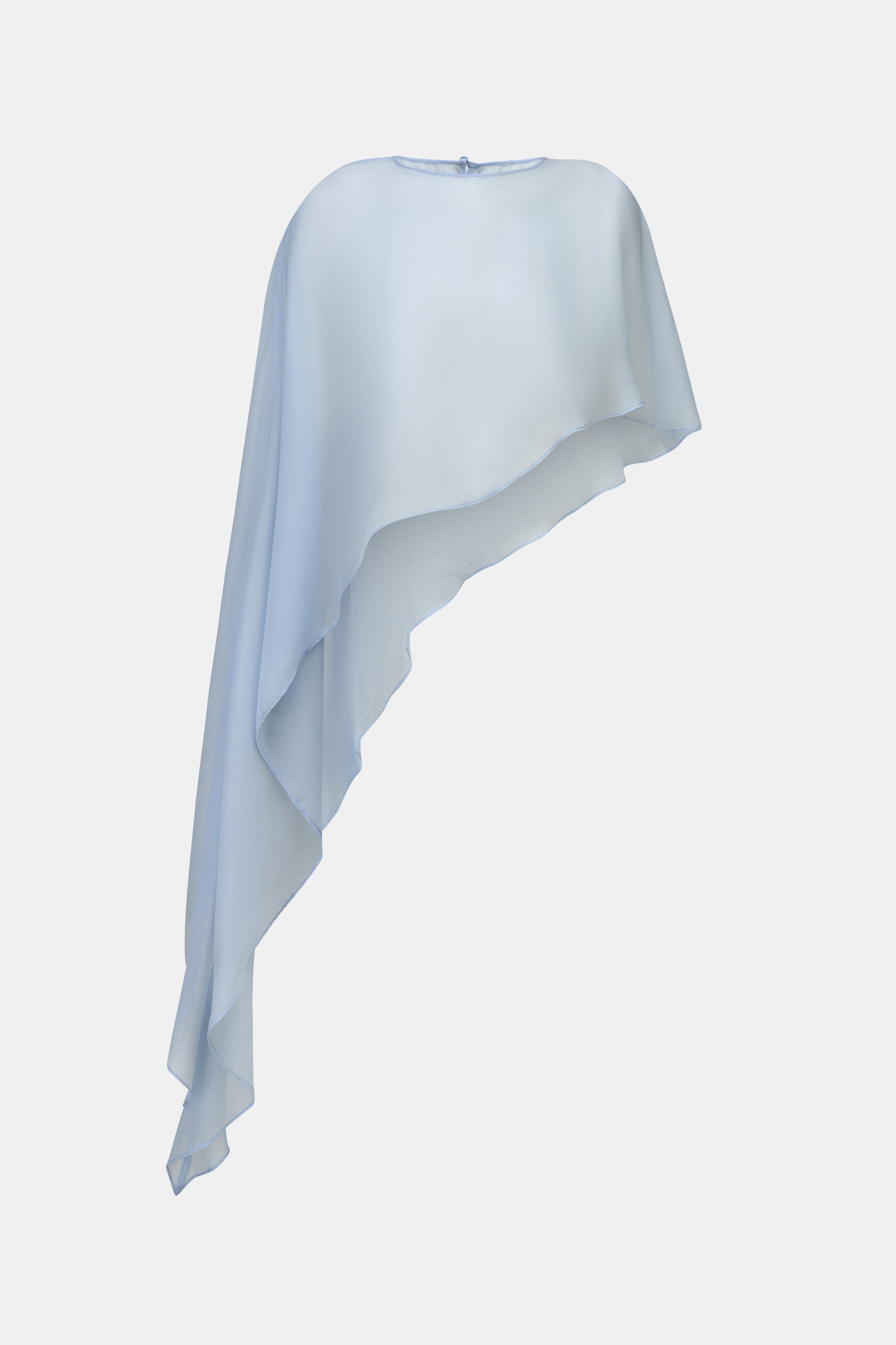 Sheer Chiffon Asymmetric Cape - Powder Blue