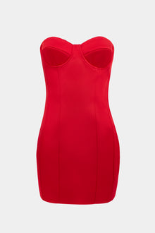 Satin Column Corset Mini Dress - Scarlet