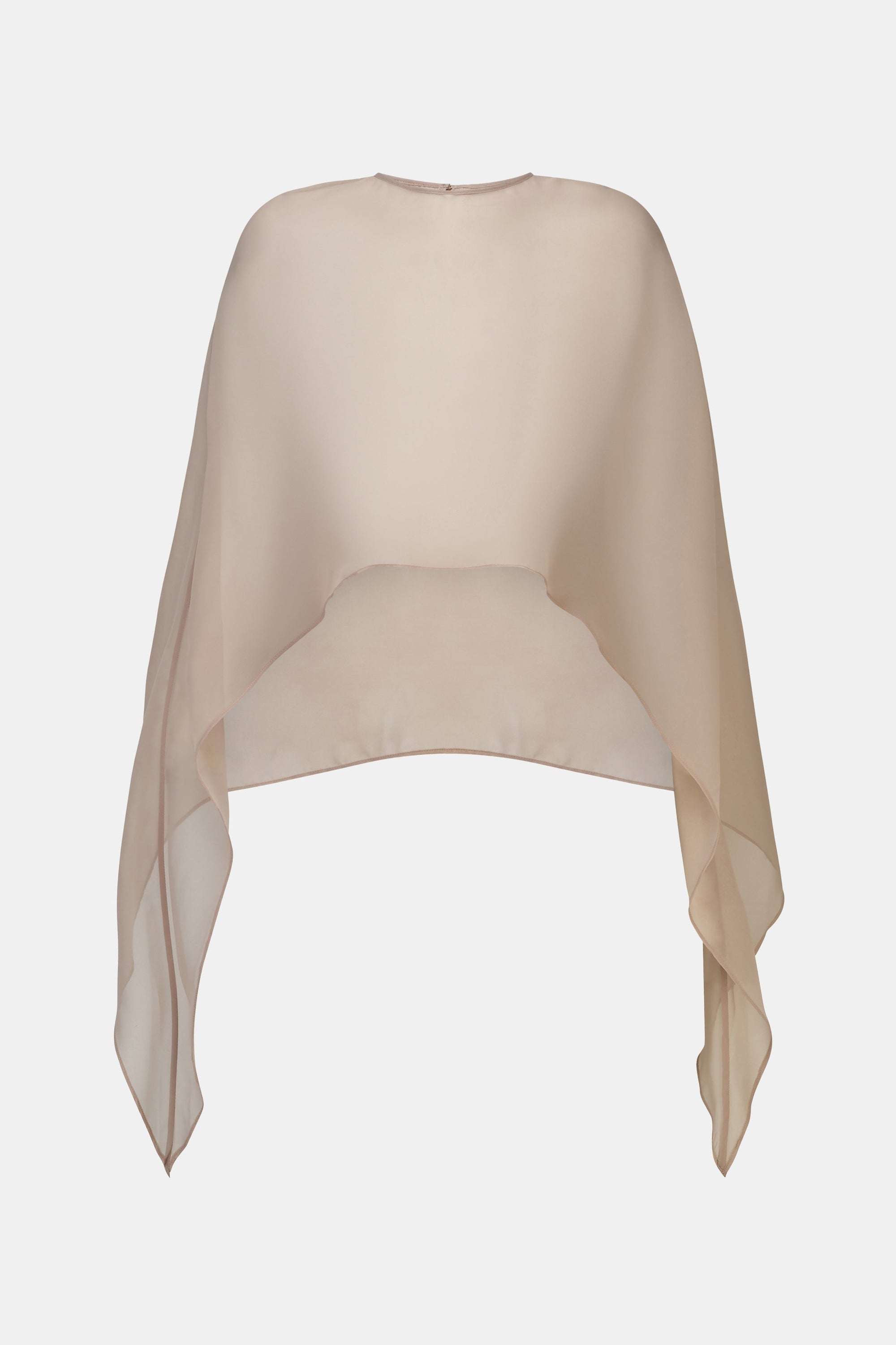 Sheer Chiffon Curved Hem Cape - Champagne