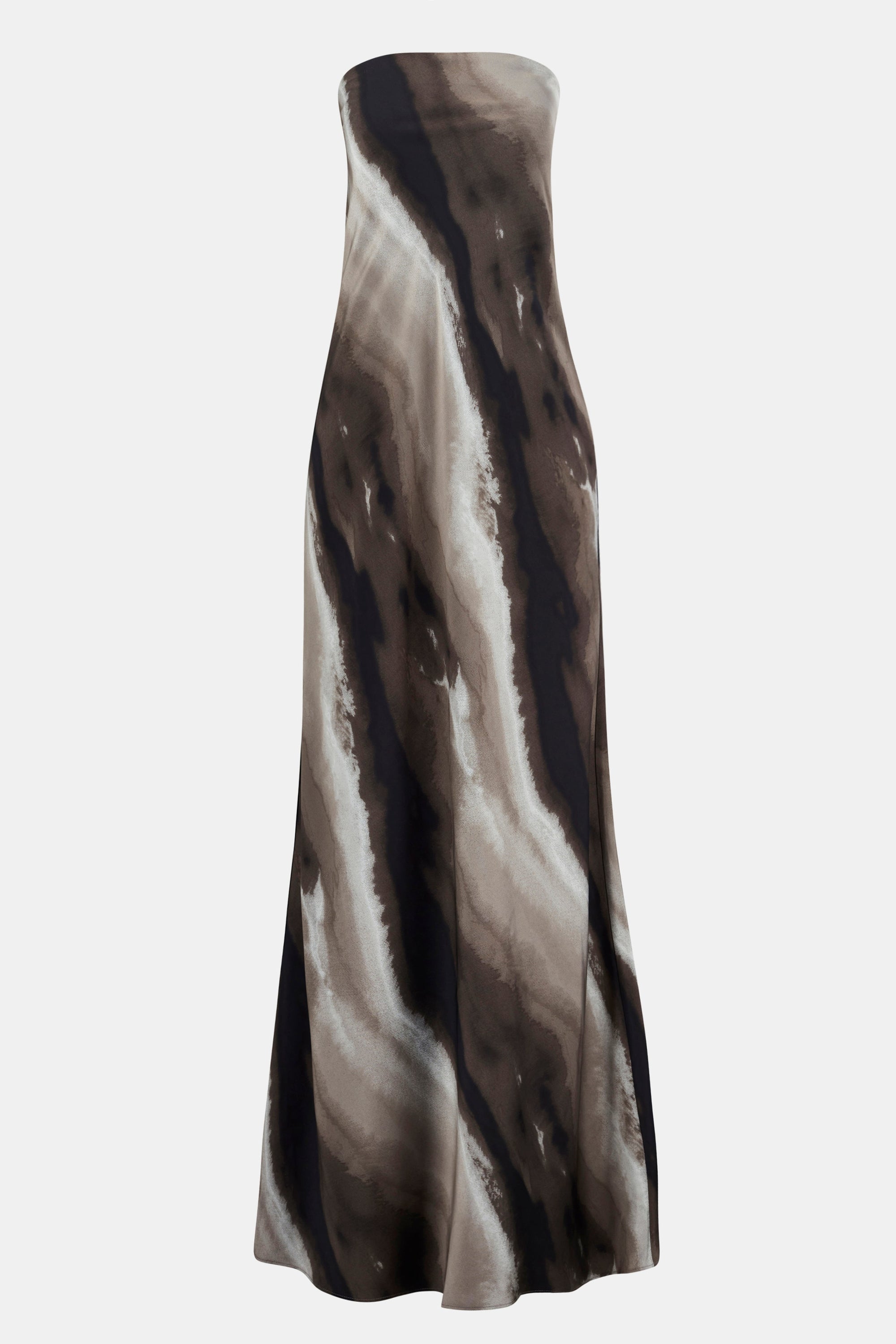 Satin Strapless Maxi Dress - Sage Marble
