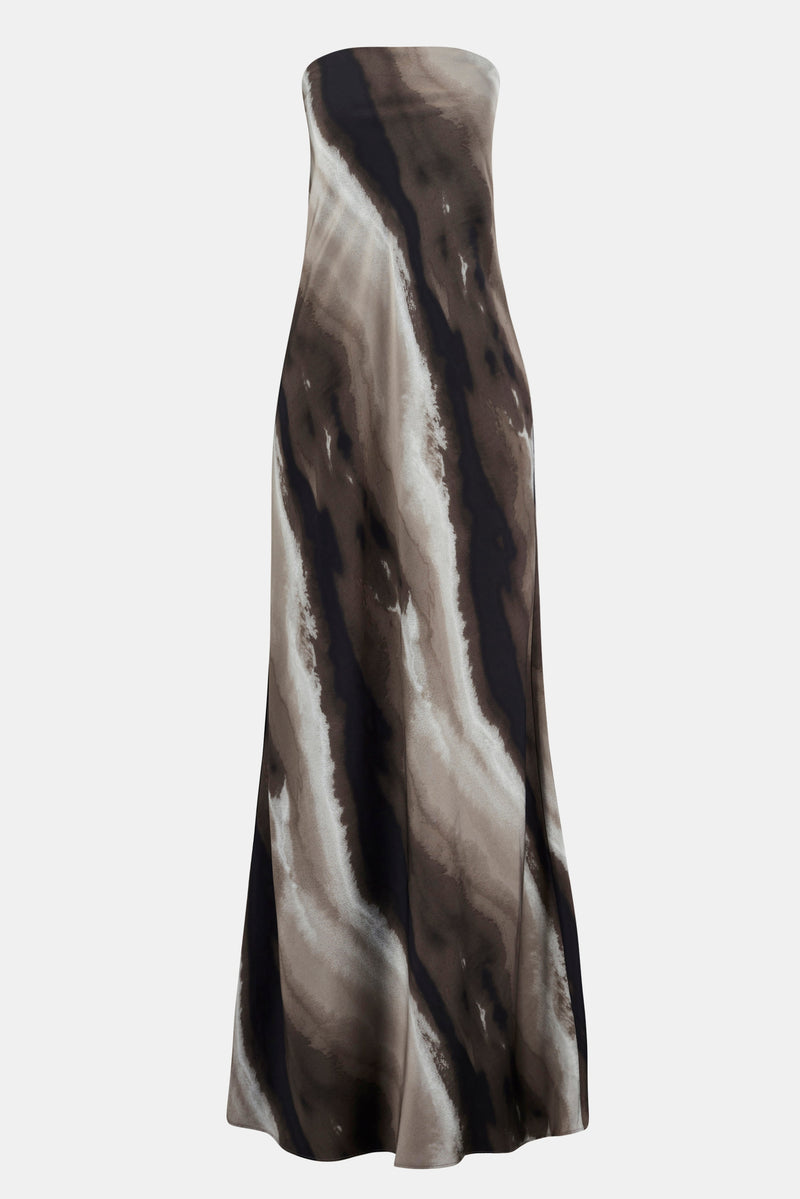 Satin Strapless Maxi Dress - Sage Marble