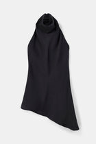 Cowl Neck Asymmetric Top - Black
