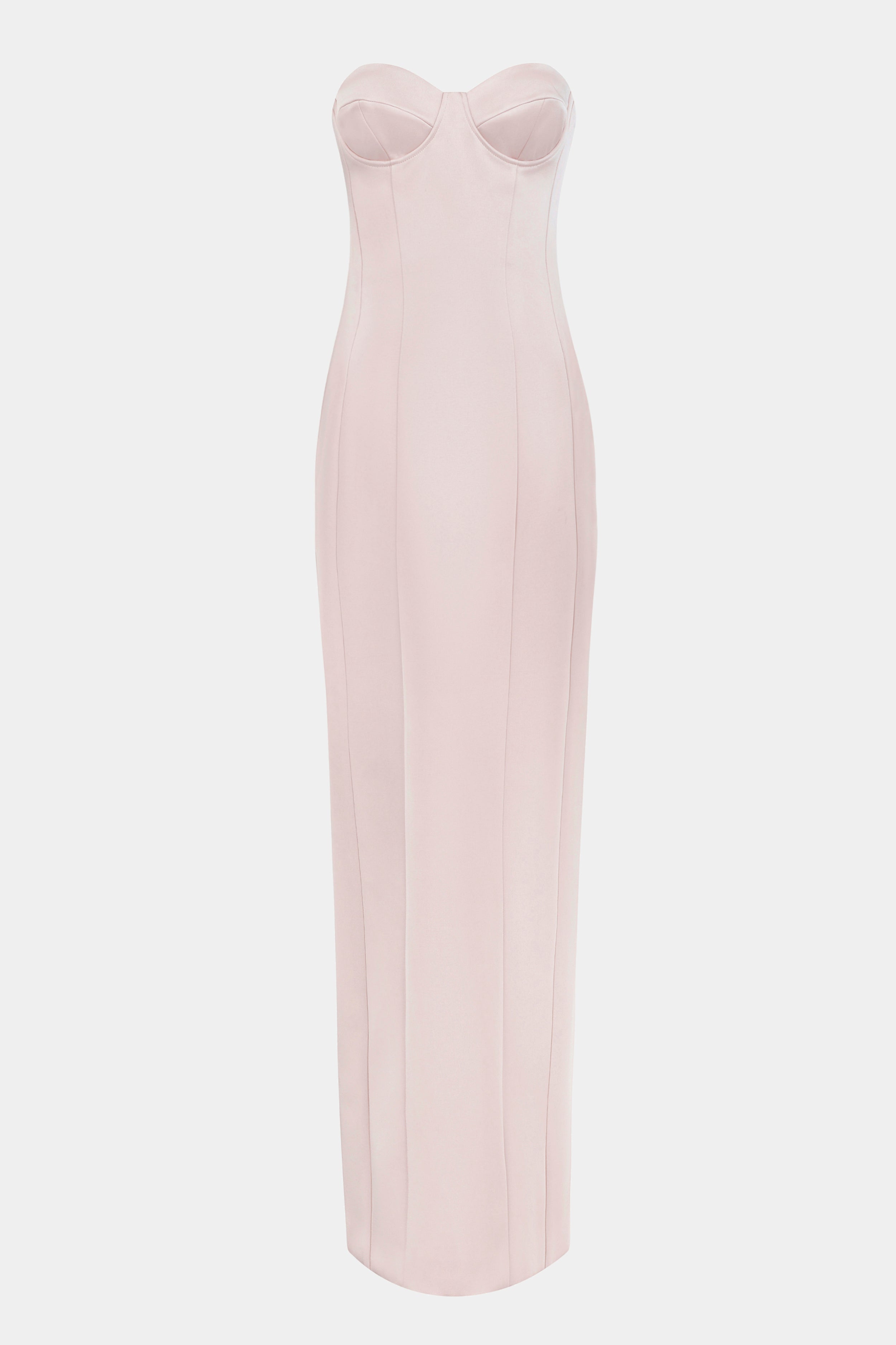 Satin Column Corset Maxi Dress - Blush