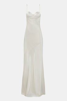 Satin Cup Detail Slip Dress - Cream