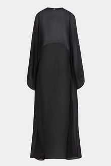 Sheer Chiffon Cape Blouse - Black