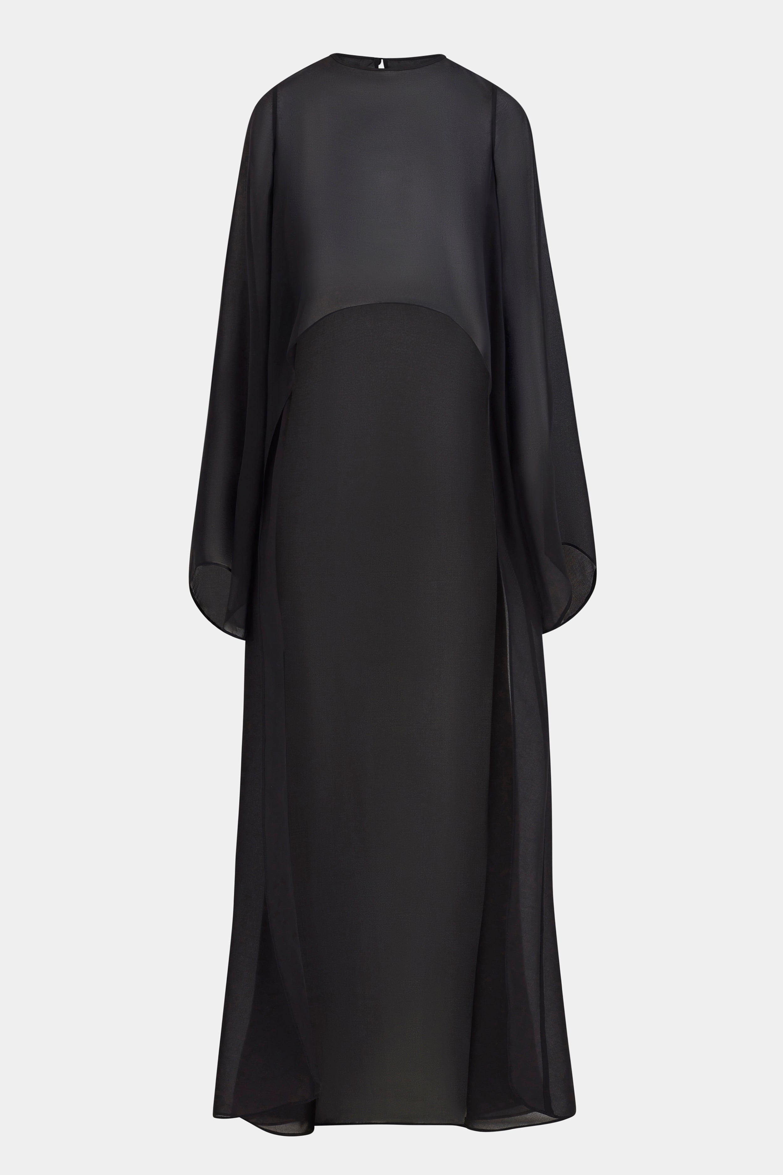 Sheer Chiffon Cape Blouse - Black
