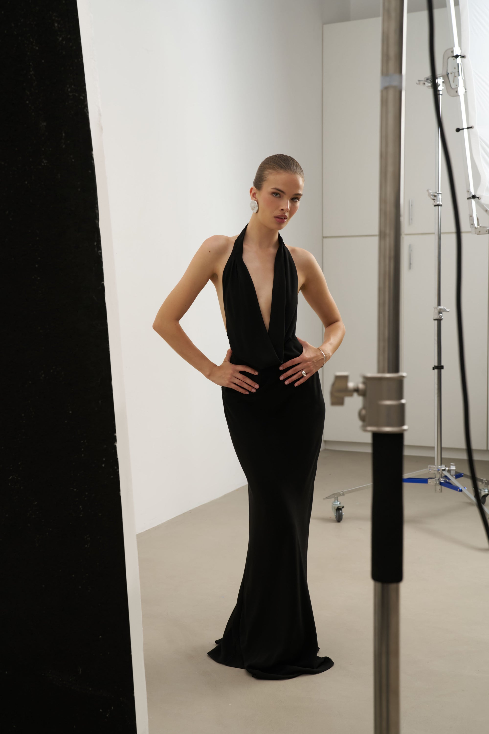 Chiffon Plunging Cowl Neck Maxi Dress - Black | BOA US Chiffon Plunging Cowl Neck Maxi Dress - Black | BOA US
