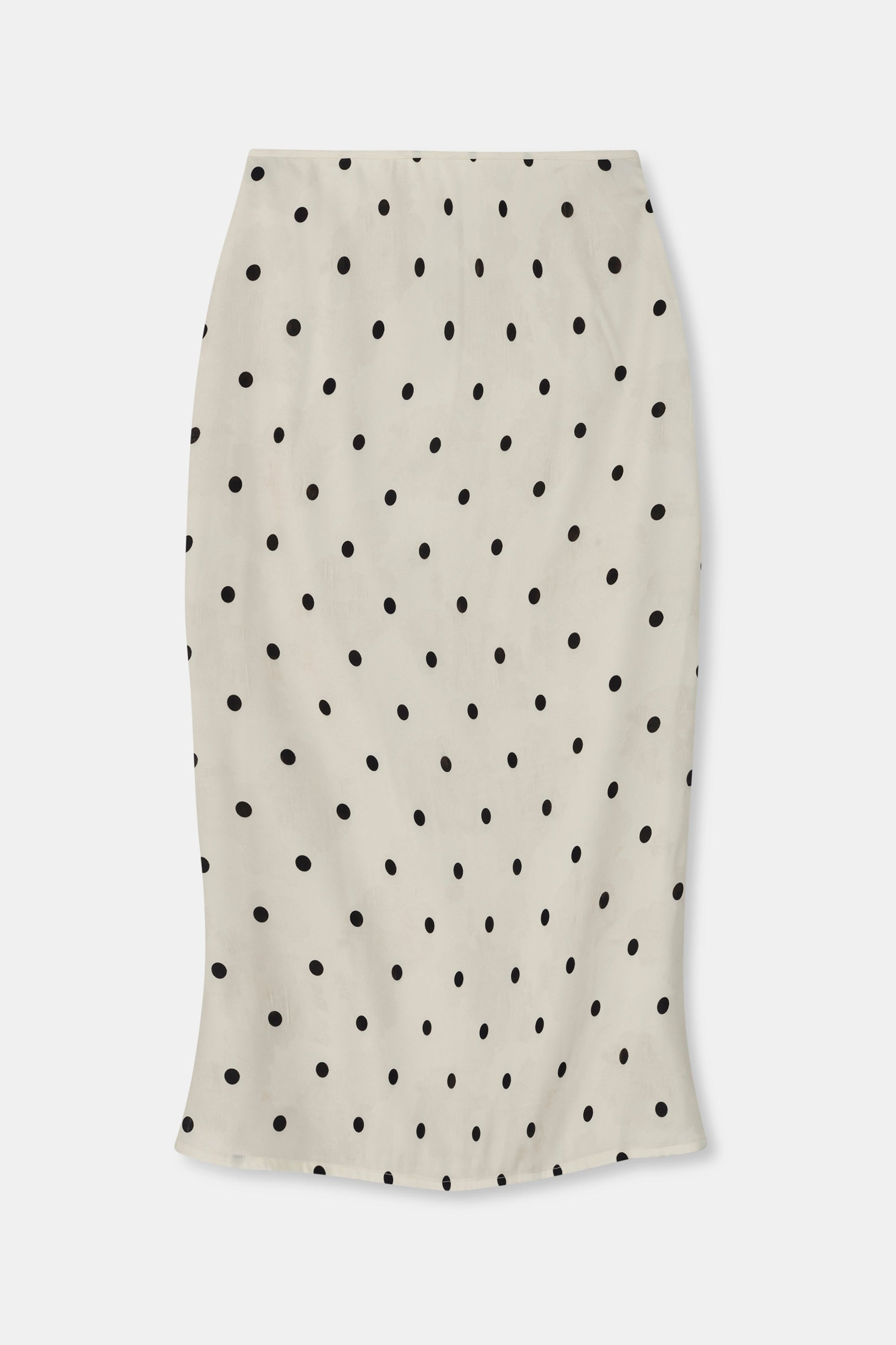 Satin Jacquard Polka Dot Midi Skirt - Cream Polka Dot