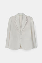 Satin Detail Single Breasted Blazer - White