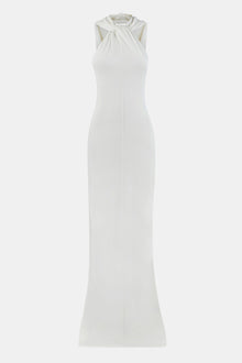 Hooded Halterneck Maxi Dress - White
