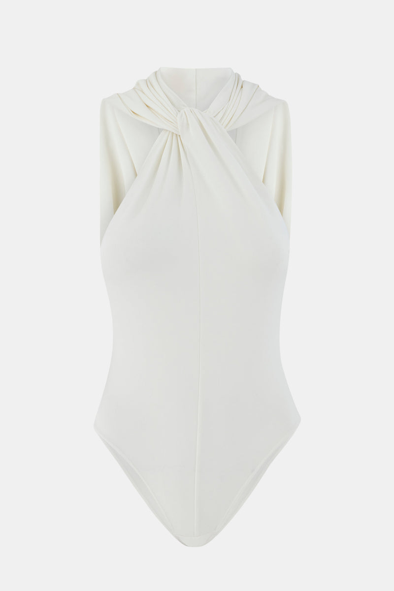 Hooded Halterneck Bodysuit - White