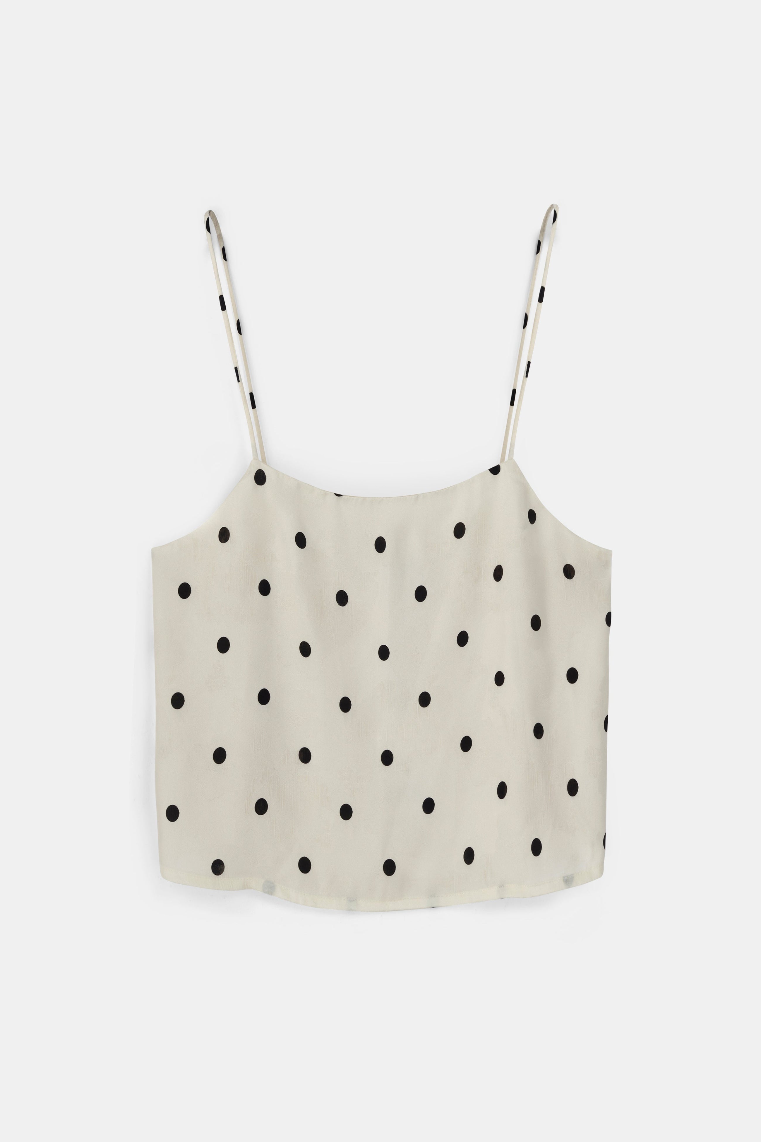 Satin Jacquard Polka Dot Camisole Top - Cream Polka Dot