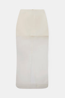 Sheer Organza Column Midi Skirt - Cream