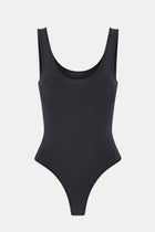 Semi Sheer Scoop Neck Bodysuit - Black