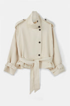 Cropped Funnel Neck Trench - Ecru