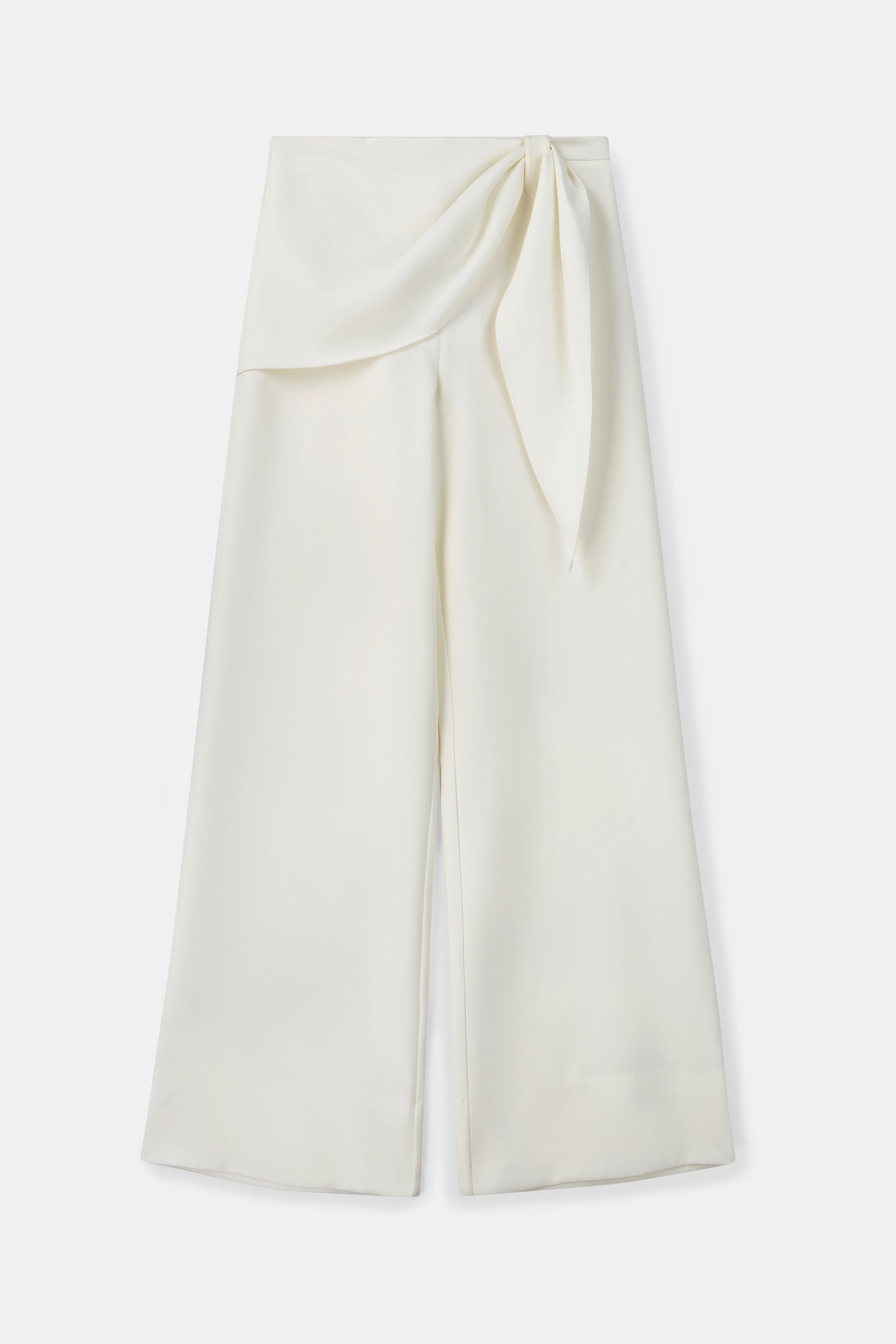 Tailored Draped Belt Trousers - White