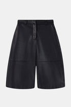 Tailored Leather Longline Shorts - Black