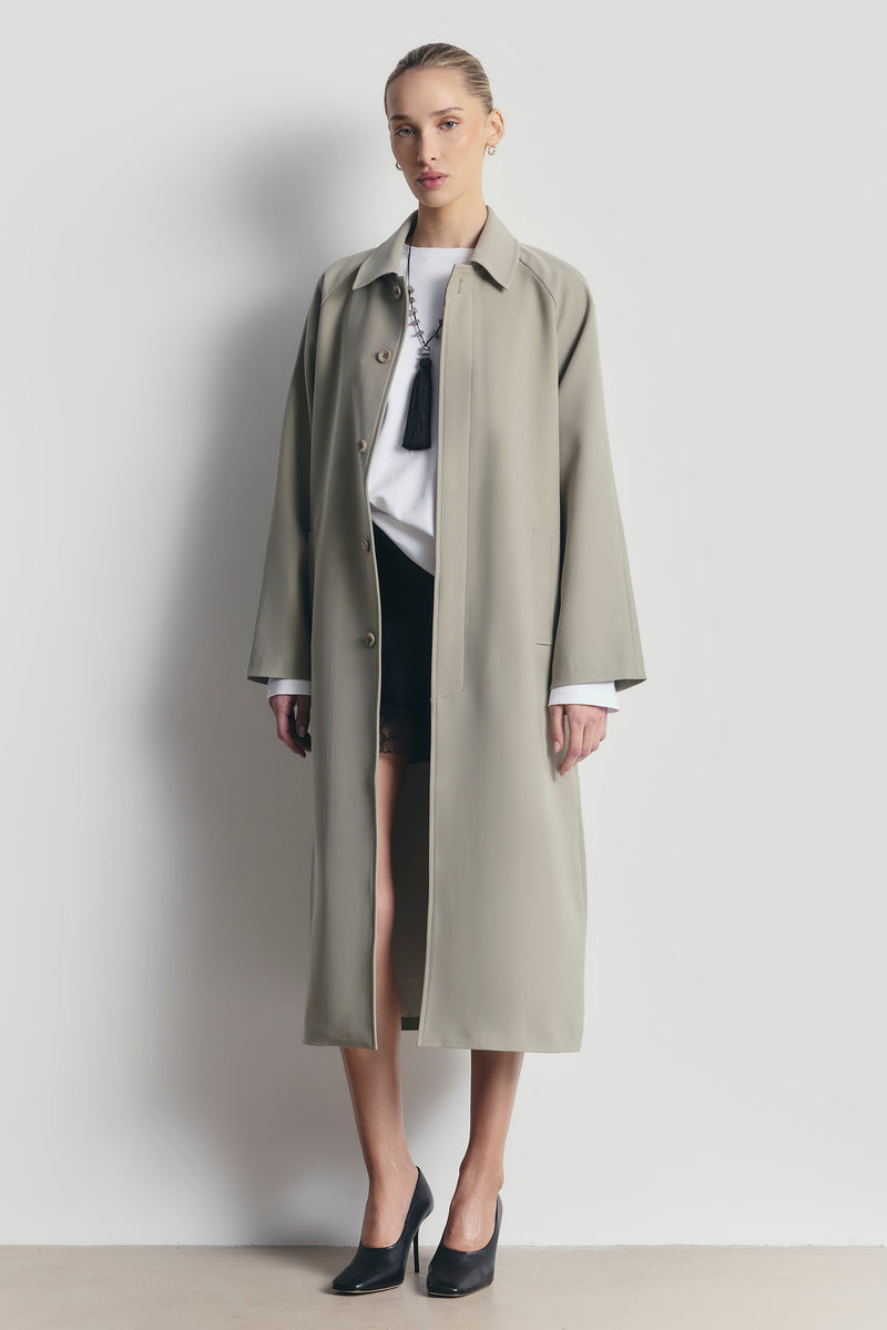 Clean Cut Longline Driving Coat - Antique Sage