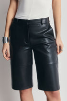Tailored Leather Longline Shorts - Black