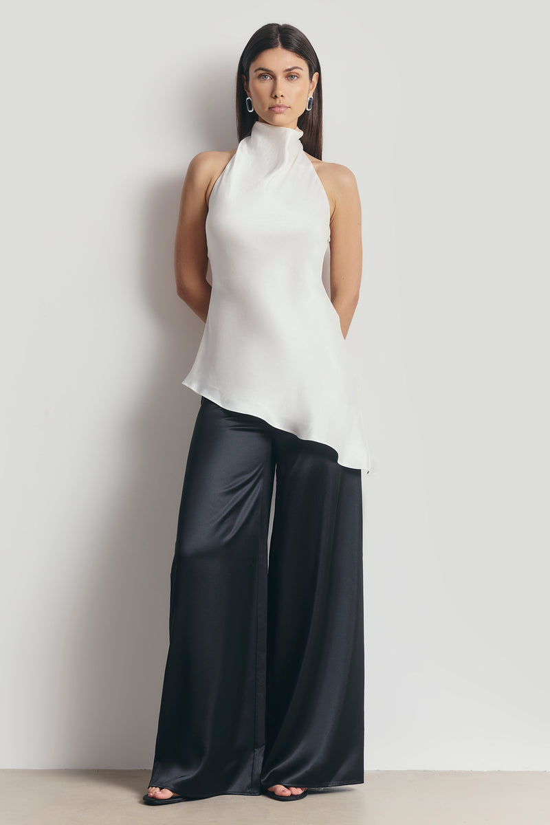 Cowl Neck Asymmetric Top - White