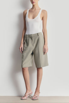 Tailored Dropped Waist Longline Shorts - Antique Sage