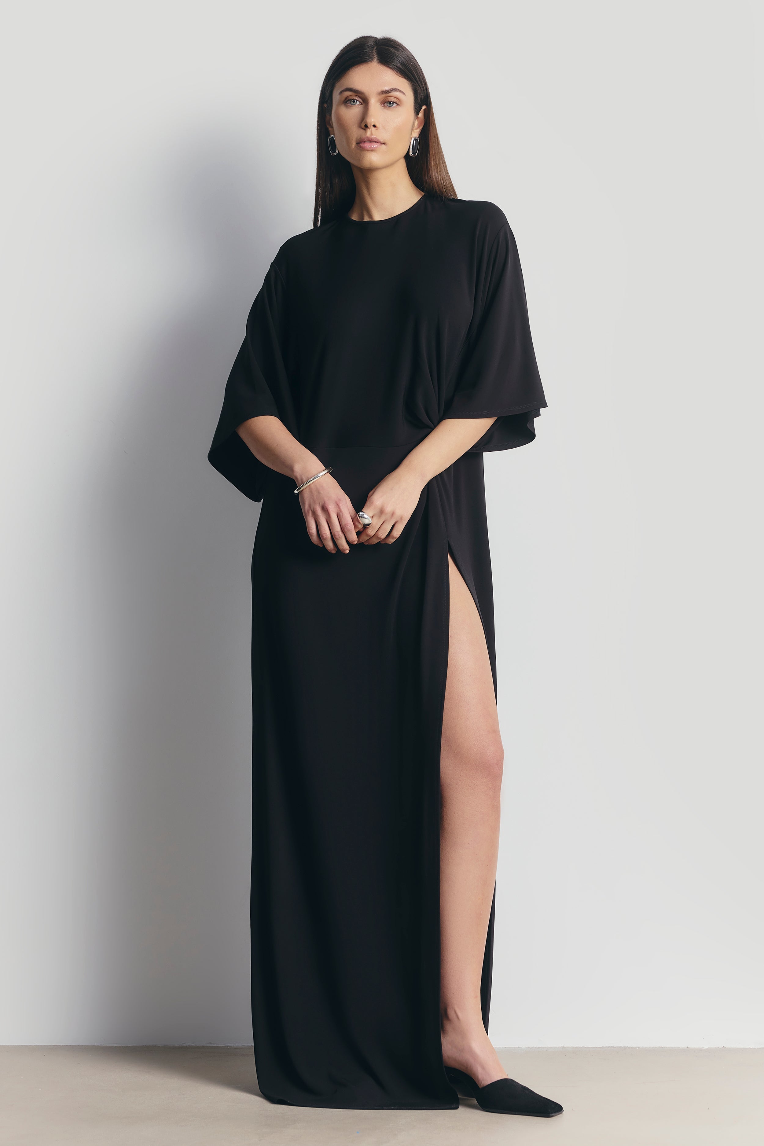 Relaxed Dropped Waist T-Shirt Gown - Black