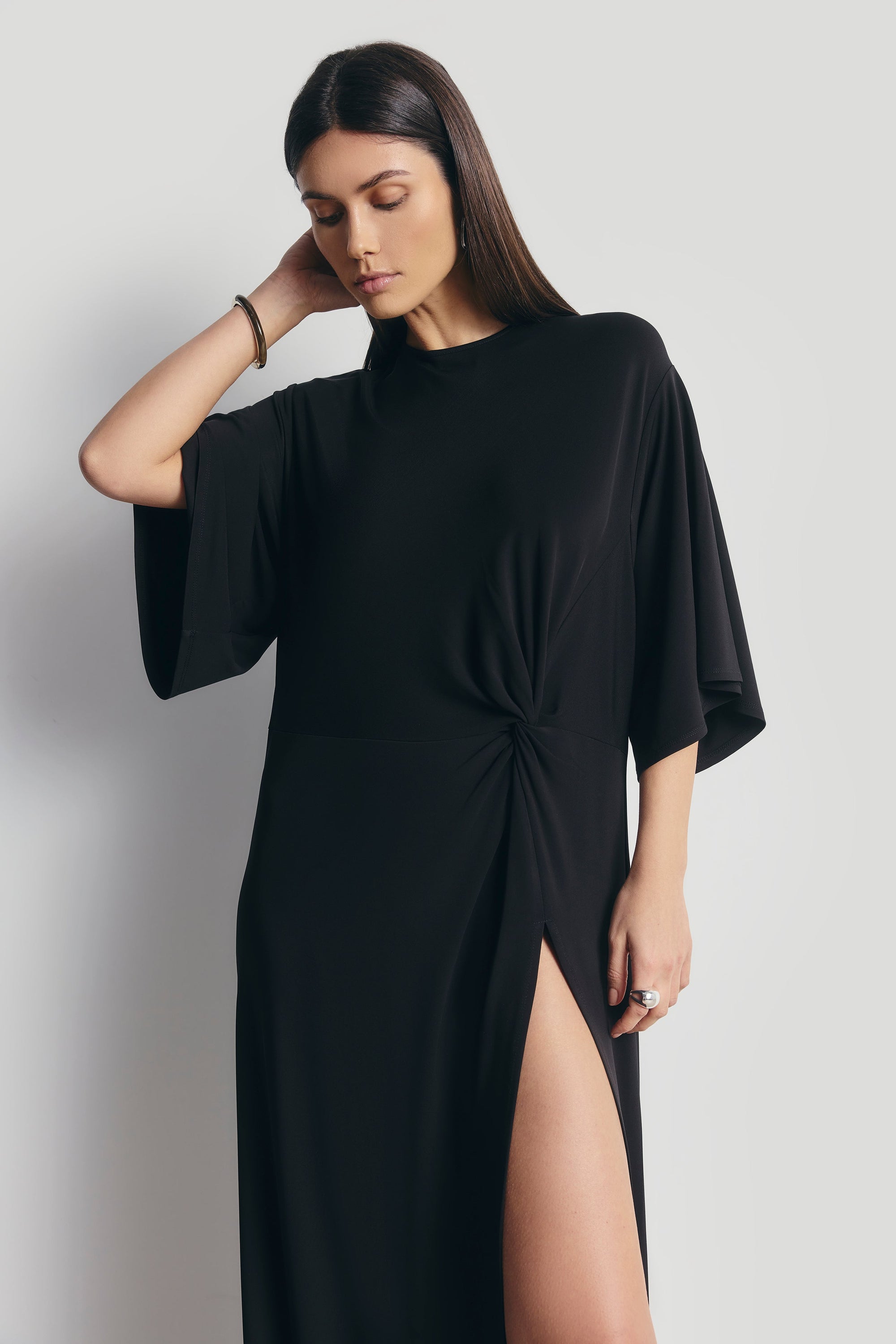 Relaxed Dropped Waist T-Shirt Gown - Black