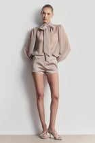 Tailored Satin Micro Shorts - Mink