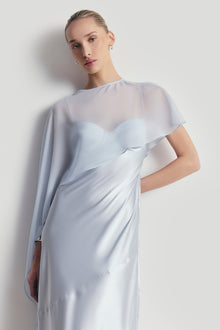 Sheer Chiffon Asymmetric Cape - Powder Blue