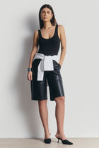 Tailored Leather Longline Shorts - Black