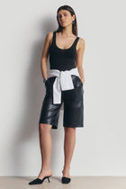 Semi Sheer Scoop Neck Bodysuit - Black